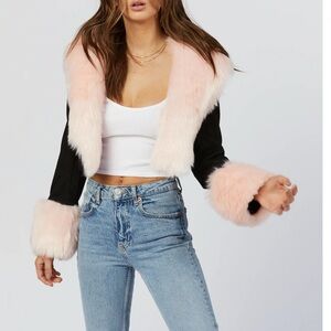 Faux Fur Black and Pink Teddy Jacket